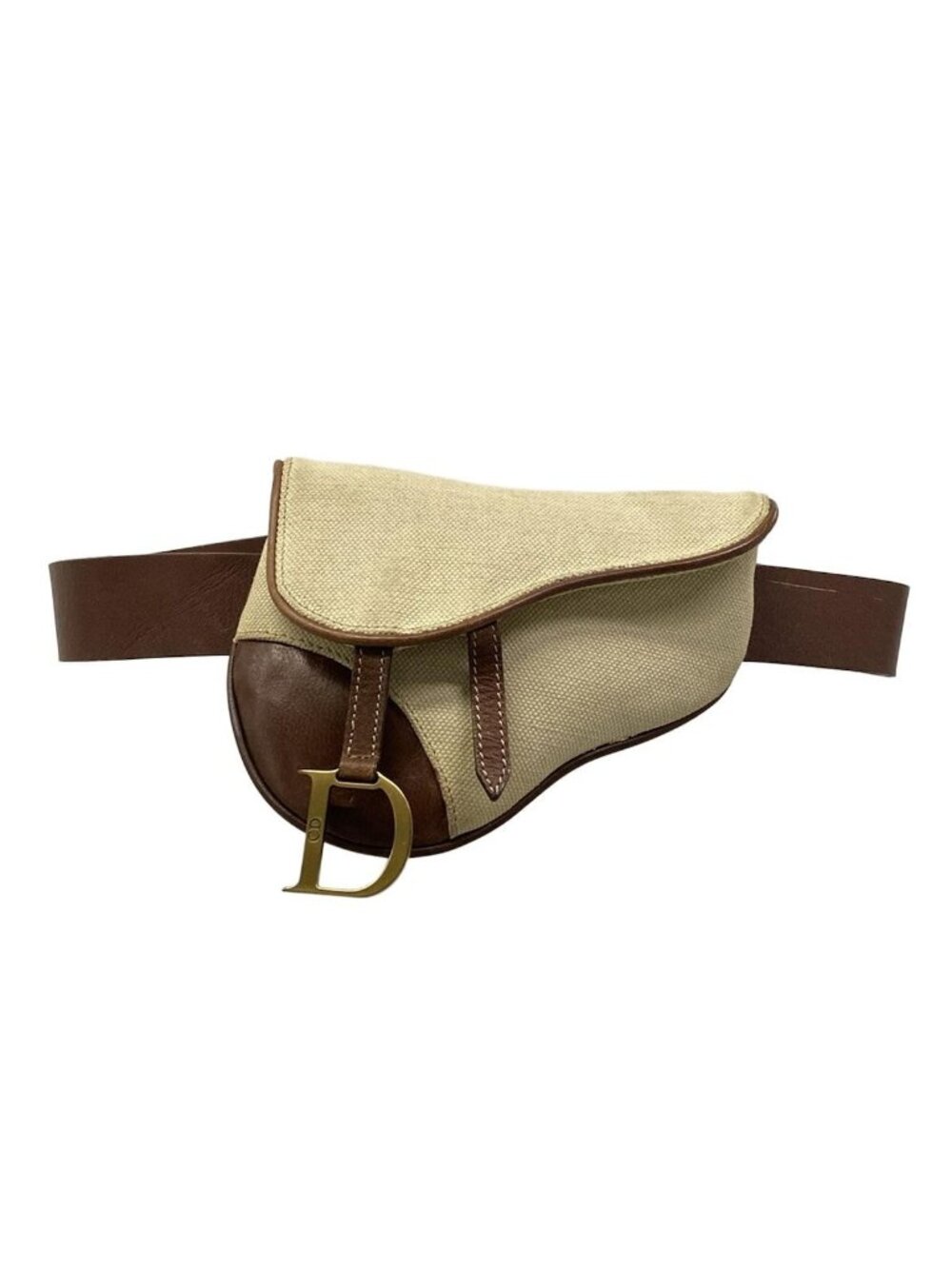 Dior Waist Pouch Saddle Bag Ivory Dark Brown Leather - Picture 1 of 15